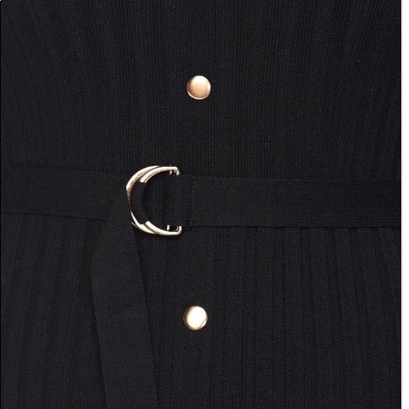 ‼️ Black Gold Button Midi Waist Tie Sweater Dress - Picture 4 of 5